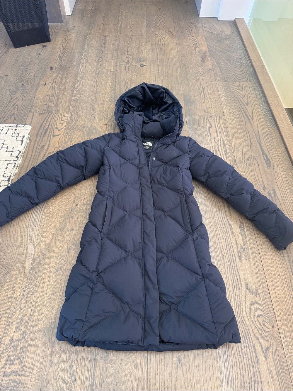 The North Face Women's Long Hooded Down Coat - NAVY BLUE